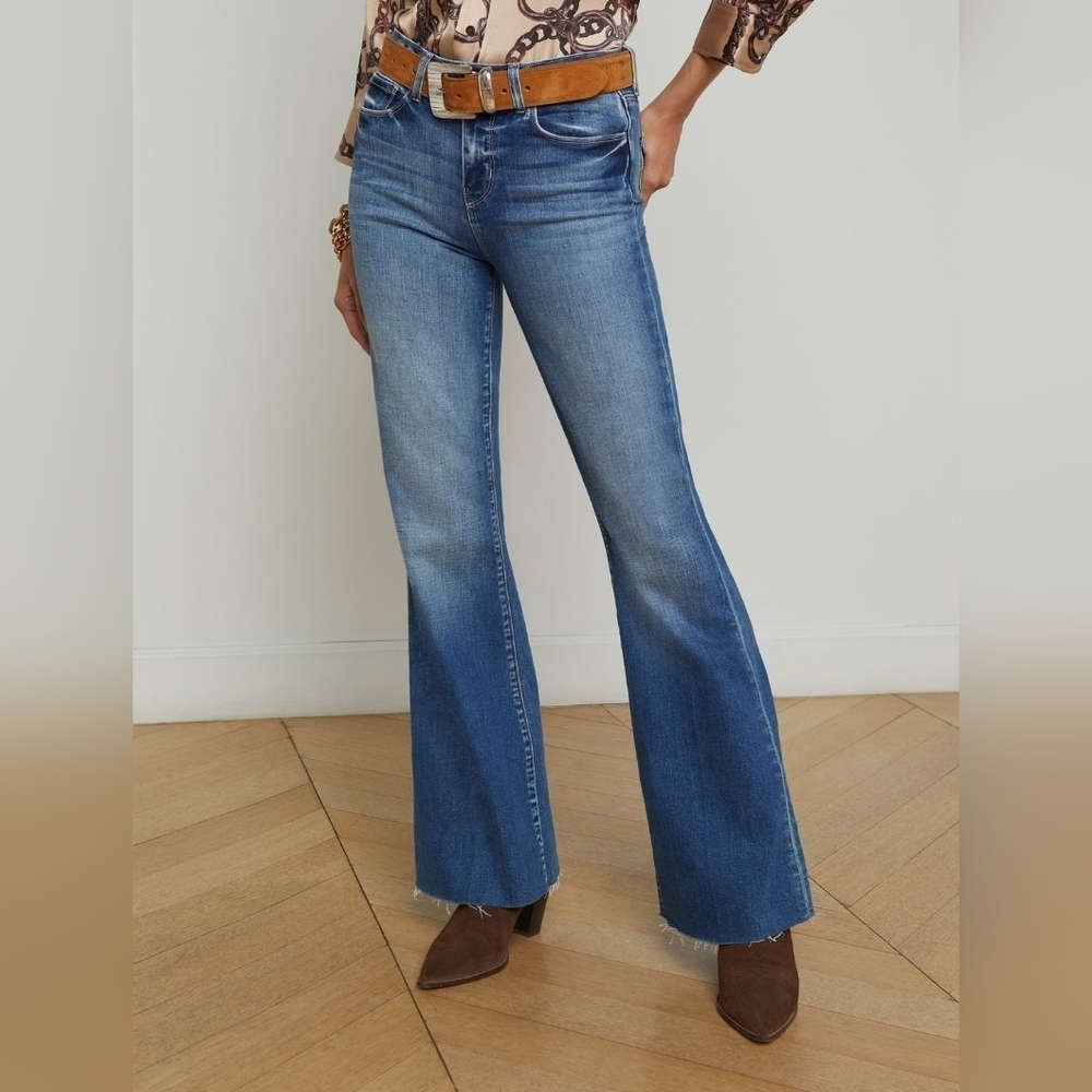 LÁGENCE Sera Sneaker Flare Jeans Size 29